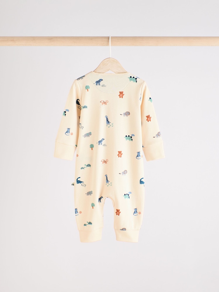 Blauwgroen - Verpakking van 3 baby-pyjama's met rits en print (0mnd -3jr) - Image 6 of 12