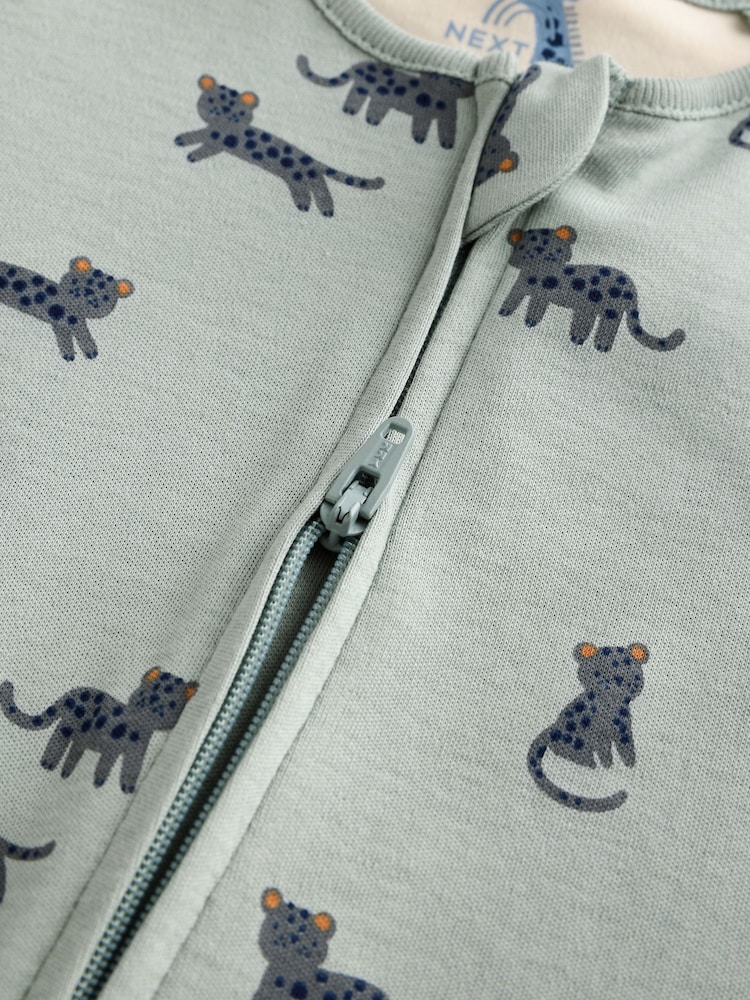 Blauwgroen - Verpakking van 3 baby-pyjama's met rits en print (0mnd -3jr) - Image 9 of 12