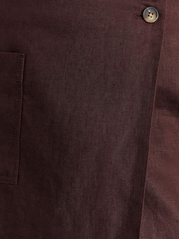 JAG Brown Kayla Linen Wrap Mini Skirt - Image 6 of 6 JAG Brown Kayla Linen Wrap Mini Skirt - Image 6 of 6