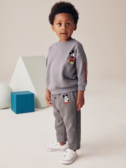 Charcoal Grey Mickey Sweatshirt and Stripe 100% Cotton Joggers Set (3mths-8yrs) - Image 1 of 11