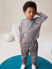 Charcoal Grey Mickey Sweatshirt and Stripe 100% Cotton Joggers Set (3mths-8yrs) - Image 2 of 11