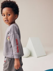 Charcoal Grey Mickey Sweatshirt and Stripe 100% Cotton Joggers Set (3mths-8yrs) - Image 3 of 11