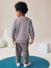 Charcoal Grey Mickey Sweatshirt and Stripe 100% Cotton Joggers Set (3mths-8yrs) - Image 4 of 11