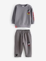 Charcoal Grey Mickey Sweatshirt and Stripe 100% Cotton Joggers Set (3mths-8yrs) - Image 7 of 11