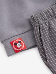 Charcoal Grey Mickey Sweatshirt and Stripe 100% Cotton Joggers Set (3mths-8yrs) - Image 9 of 11