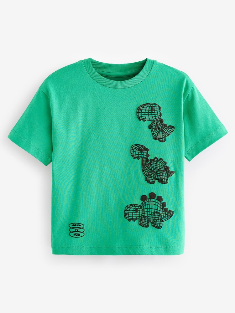 Green/Black Dinosaur Short Sleeve Character T-Shirt (3mths-7yrs) - Image 1 of 3