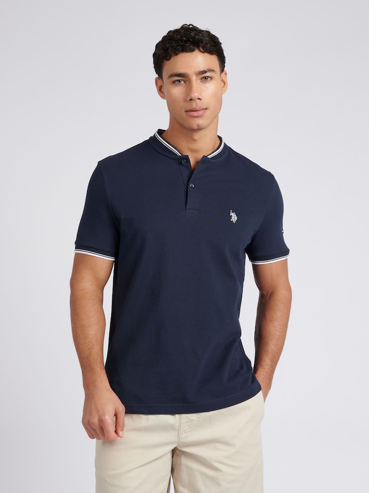 U.S. Polo Assn. Blue Mens Regular Fit 100% Cotton Baseball Polo Shirt - Image 1 of 6
