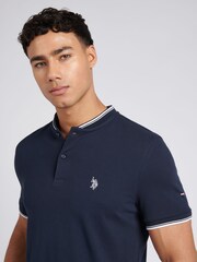 U.S. Polo Assn. Blue Mens Regular Fit 100% Cotton Baseball Polo Shirt - Image 2 of 6