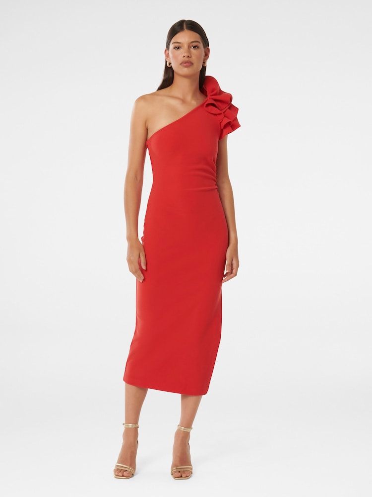 ginger bodycon dress Womens Clothing And Smart Red Dress Buy Forever New Red Celeste One Shoulder Size:8- FINAL SALE Pair it with your Tech Shop Sky Blue Lace Trim