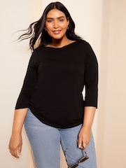 Curves Like These Black Boat Neck T-Shirt - Image 1 of 4