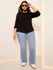 Curves Like These Black Boat Neck T-Shirt - Image 3 of 4