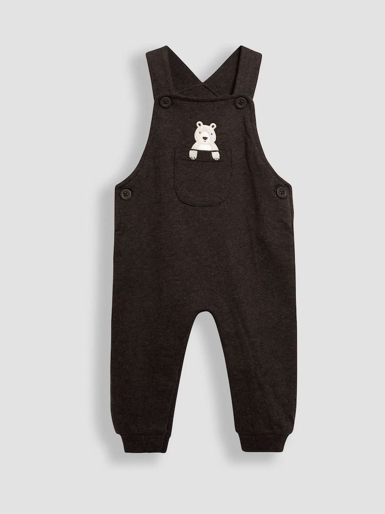 JoJo Maman Bébé Brown Bear Applique Dungarees & Top Set - Image 2 of 6