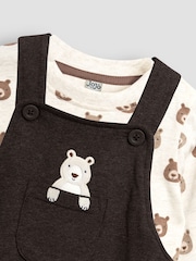 JoJo Maman Bébé Brown Bear Applique Dungarees & Top Set - Image 6 of 6