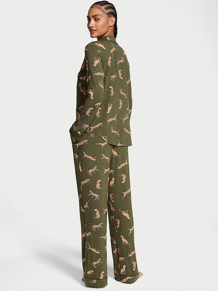 Victoria's Secret Olive Green Leopard Modal Long Pyjama Set - Image 2 of 3 Victoria's Secret Olive Green Leopard Modal Long Pyjama Set - Image 2 of 3