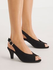 Simply Be Black Peep Toe Heeled Shoes - Image 1 of 4