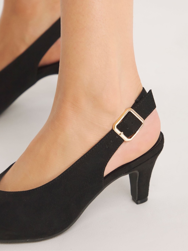 Simply Be Black Peep Toe Heeled Shoes - Image 4 of 4