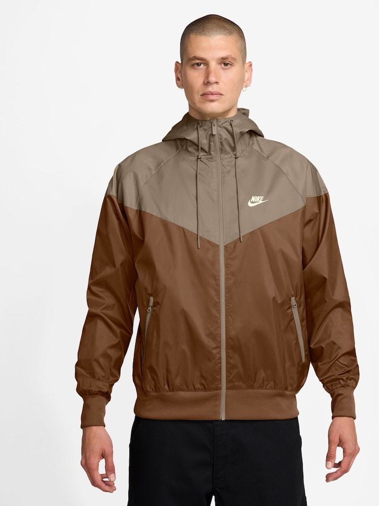 Nike Brown/Khaki Sportswear Windrunner Hooded Jacket - Image 1 of 3