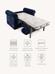 Jay-Be Luxe Velvet Royal Blue Chesterfield Snuggle Sofa Bed - Image 3 of 6