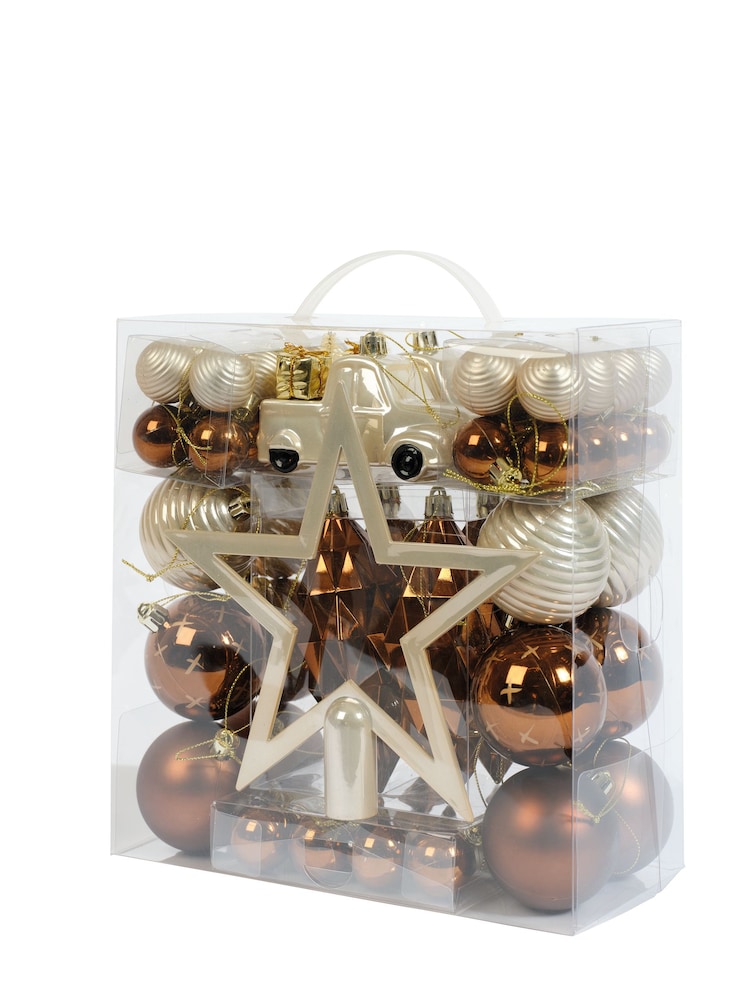 Decoris Brown 67 Piece Shatterproof Christmas Tree Decorations and Baubles - Image 2 of 3