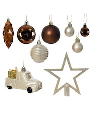 Decoris Brown 67 Piece Shatterproof Christmas Tree Decorations and Baubles - Image 3 of 3