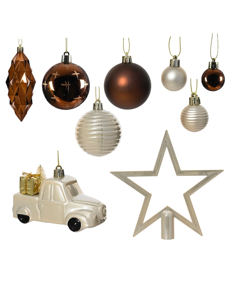 Decoris Brown 67 Piece Shatterproof Christmas Tree Decorations and Baubles - Image 3 of 3