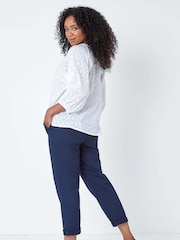Blanco - Roman Textured 100% Cotton Blouse - Imagen 3 de 5
