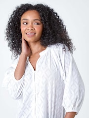 Blanco - Roman Textured 100% Cotton Blouse - Imagen 5 de 5