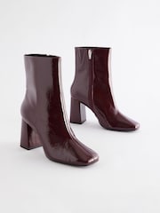 Burgundy Red Patent Forever Comfort® Square Toe Block Heeled Ankle Boots - Image 5 of 9