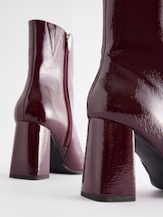 Burgundy Red Patent Forever Comfort® Square Toe Block Heeled Ankle Boots - Image 7 of 9