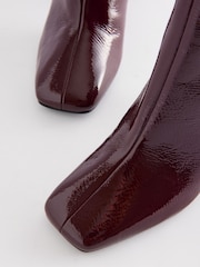 Burgundy Red Patent Forever Comfort® Square Toe Block Heeled Ankle Boots - Image 9 of 9