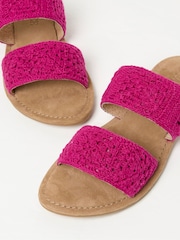 FatFace Penelope Pink Crochet Sliders - Image 3 of 3