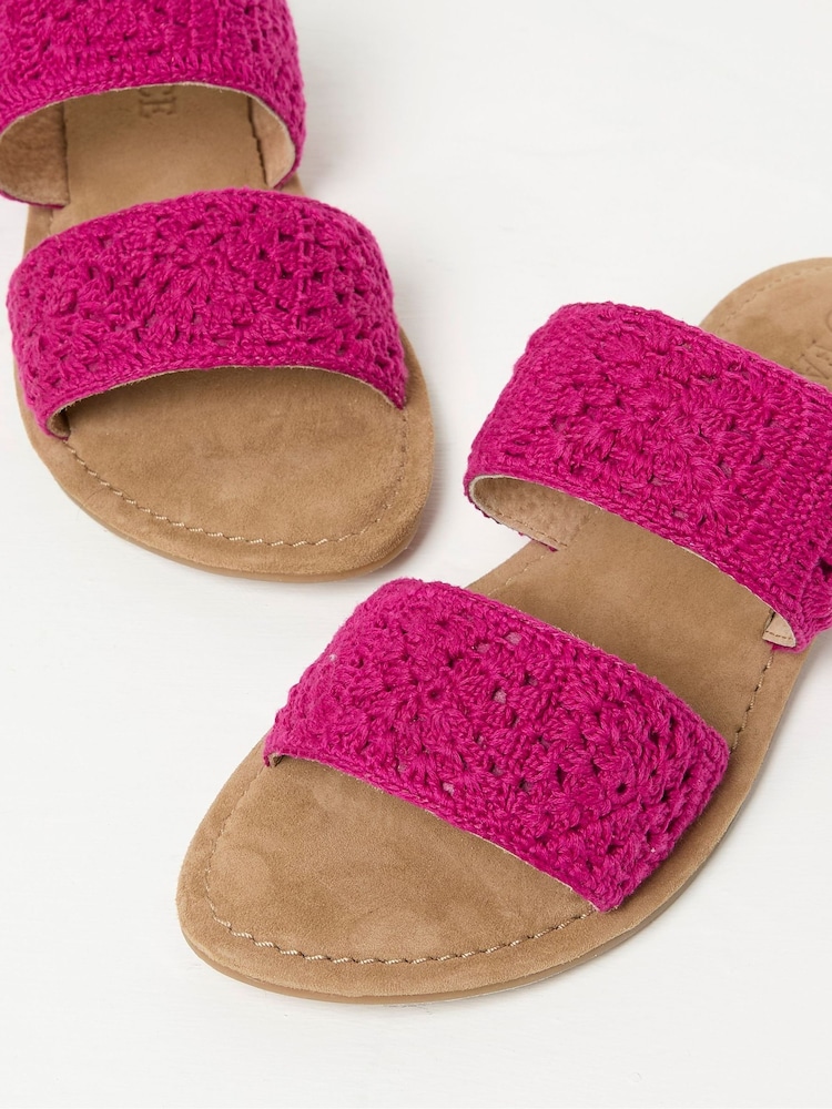 FatFace Penelope Pink Crochet Sliders - Image 3 of 3 FatFace Penelope Pink Crochet Sliders - Image 3 of 3