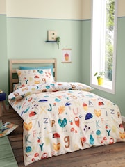 RHS White Woodland Alphabet Reversible Duvet Cover Set - Image 3 of 4