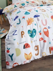 RHS White Woodland Alphabet Reversible Duvet Cover Set - Image 4 of 4