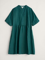 Seasalt Cornwall Green 100% Linen Petite Draw Kiln Dress - Image 4 of 5