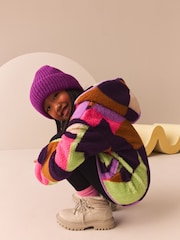 Purple Multi Borg Fleece Hooded Jacket (3-16yrs) - Image 3 of 4