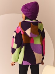 Purple Multi Borg Fleece Hooded Jacket (3-16yrs) - Image 4 of 4