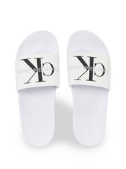 Calvin Klein White Monogram Slides - Image 3 of 4