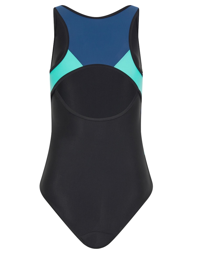 Long Tall Sally Black LTS Tall Black & Blue Active Contrast Swimsuit - Image 6 of 6