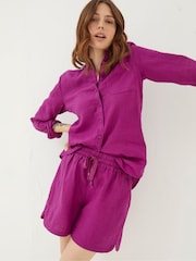 FatFace Tenby Purple Linen Shorts - Image 1 of 4