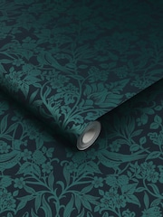 Graham & Brown Blue Hartley Damask Wallpaper Sample - Image 3 of 3