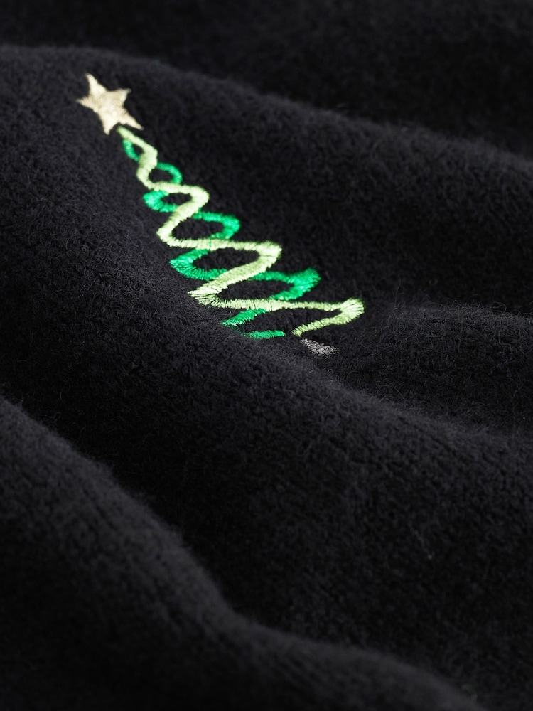 Black Christmas Tree Short Sleeve Knitted Christmas Jumper - Image 6 of 6