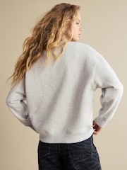 Grey Marl Heavyweight Soft Touch Crew Neck Sweatshirt - Image 5 of 6