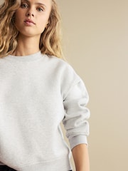 Grey Marl Heavyweight Soft Touch Crew Neck Sweatshirt - Image 6 of 6
