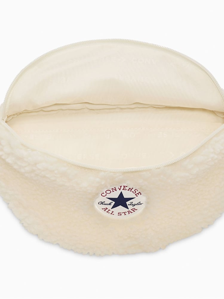 Converse Cream Sherpa Winter Sling Pack Bag - Image 3 of 9