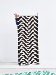 Oliver Bonas Black Zebra Handwoven Cotton Runner Rug - Image 1 of 4