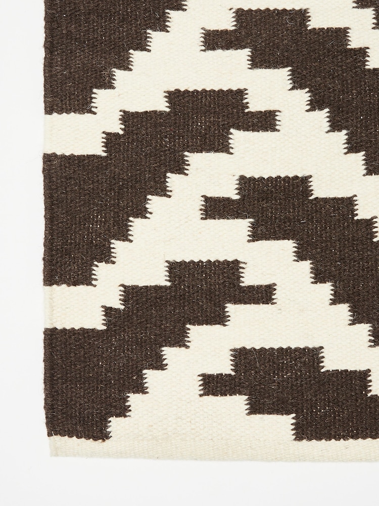 Oliver Bonas Black Zebra Handwoven Cotton Runner Rug - Image 4 of 4