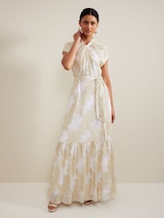 Phase Eight White/Silver Kerena Shimmer Maxi Dress - Image 1 of 7