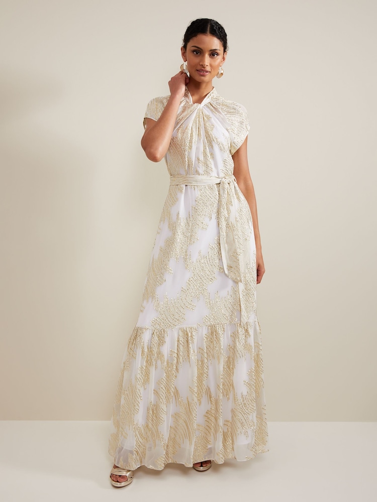 Phase Eight White/Silver Kerena Shimmer Maxi Dress - Image 1 of 7