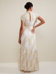 Phase Eight White/Silver Kerena Shimmer Maxi Dress - Image 2 of 7